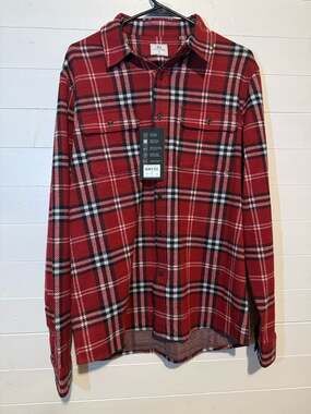 NWT 7 Diamonds Generation 4-Way Stretch Plaid Flannel Shirt in Red